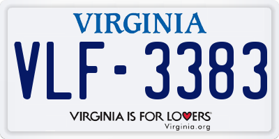 VA license plate VLF3383
