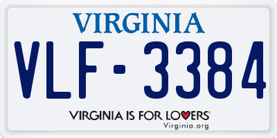 VA license plate VLF3384