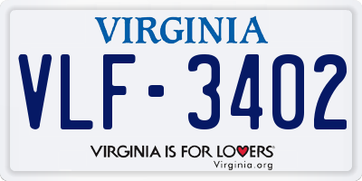 VA license plate VLF3402