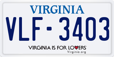VA license plate VLF3403