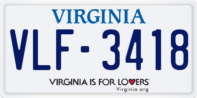 VA license plate VLF3418