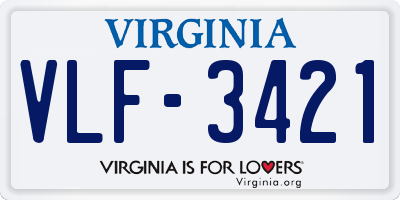 VA license plate VLF3421