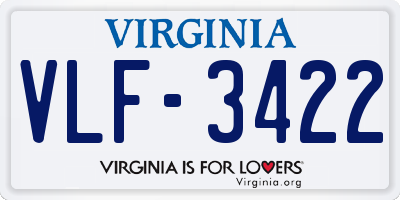 VA license plate VLF3422