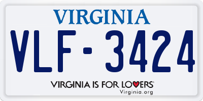 VA license plate VLF3424