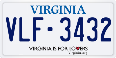 VA license plate VLF3432