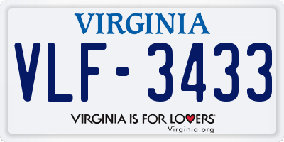 VA license plate VLF3433