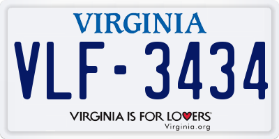 VA license plate VLF3434