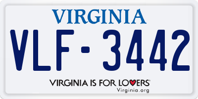 VA license plate VLF3442