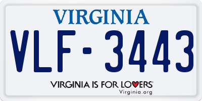 VA license plate VLF3443