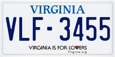 VA license plate VLF3455