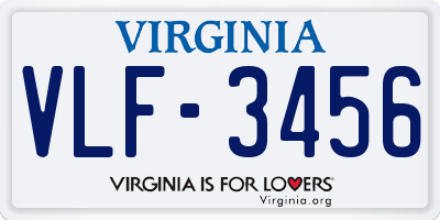 VA license plate VLF3456