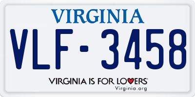 VA license plate VLF3458