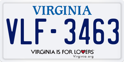 VA license plate VLF3463