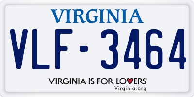 VA license plate VLF3464