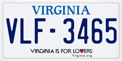 VA license plate VLF3465