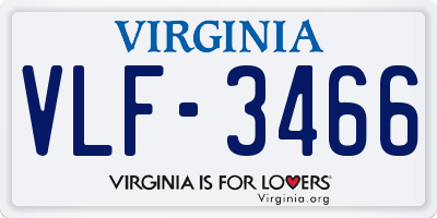 VA license plate VLF3466