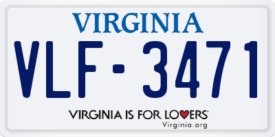 VA license plate VLF3471