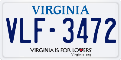 VA license plate VLF3472