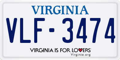 VA license plate VLF3474
