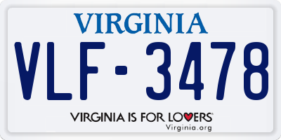 VA license plate VLF3478