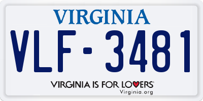 VA license plate VLF3481