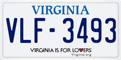 VA license plate VLF3493
