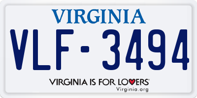 VA license plate VLF3494
