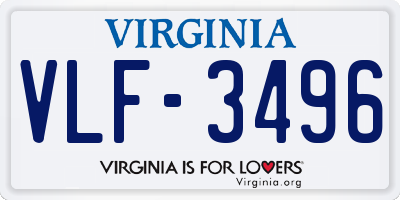 VA license plate VLF3496