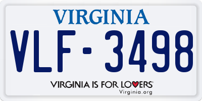 VA license plate VLF3498
