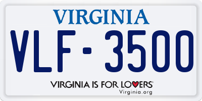VA license plate VLF3500