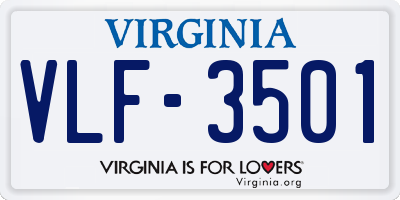 VA license plate VLF3501