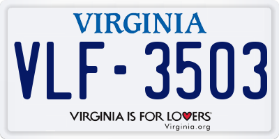 VA license plate VLF3503