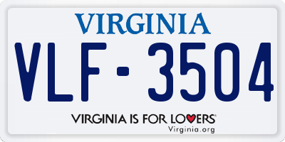 VA license plate VLF3504