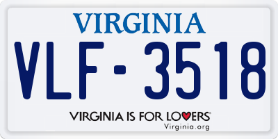 VA license plate VLF3518