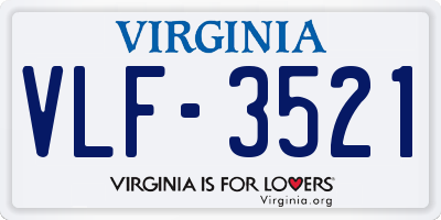 VA license plate VLF3521