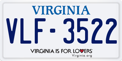 VA license plate VLF3522