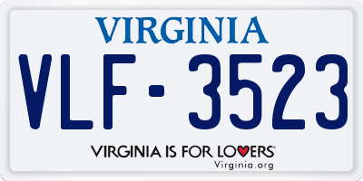 VA license plate VLF3523