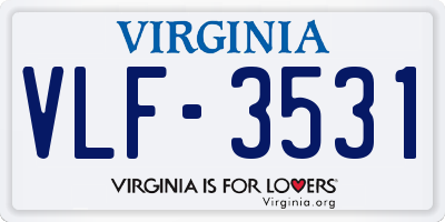 VA license plate VLF3531