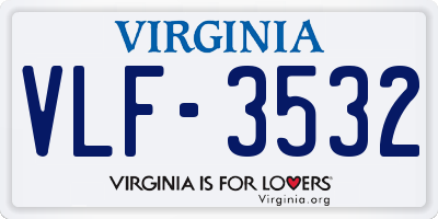 VA license plate VLF3532