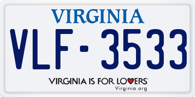 VA license plate VLF3533
