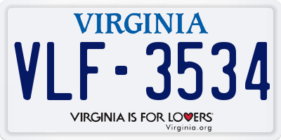 VA license plate VLF3534