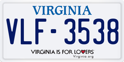 VA license plate VLF3538