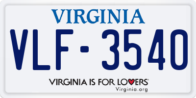 VA license plate VLF3540