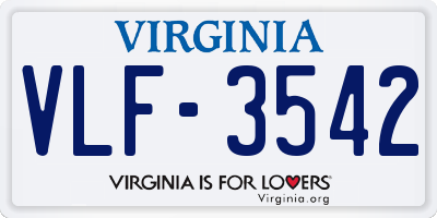 VA license plate VLF3542