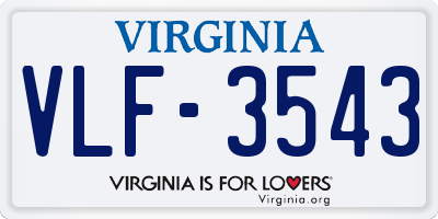 VA license plate VLF3543