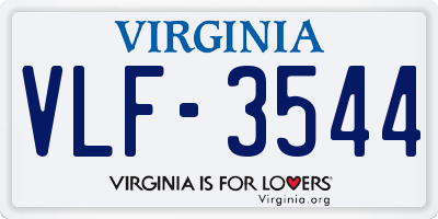 VA license plate VLF3544