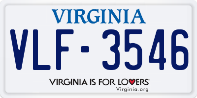 VA license plate VLF3546