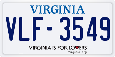VA license plate VLF3549