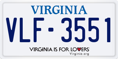 VA license plate VLF3551
