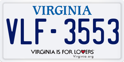 VA license plate VLF3553